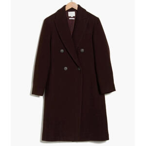 NEW, VINCE Double Breasted Textured Wool Coat in Ganache Size M #W155